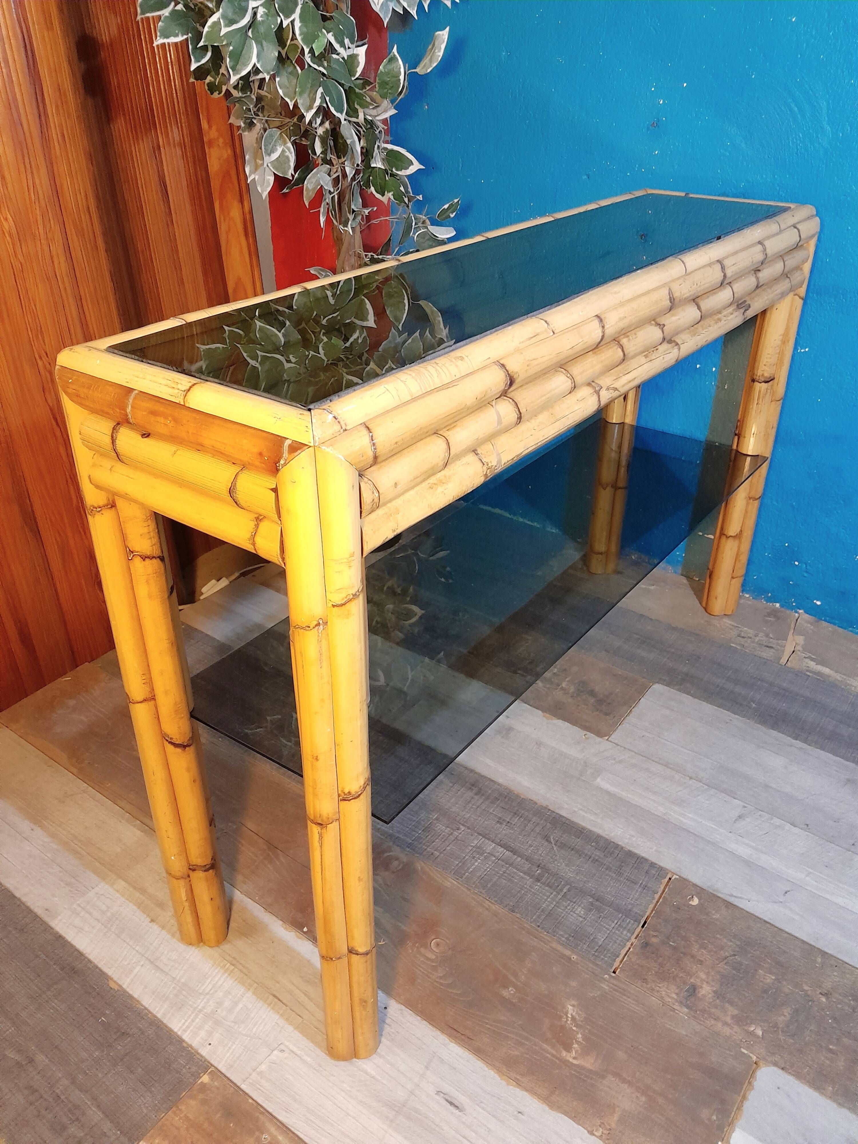 Bamboo console Vivai del Sud 1970s