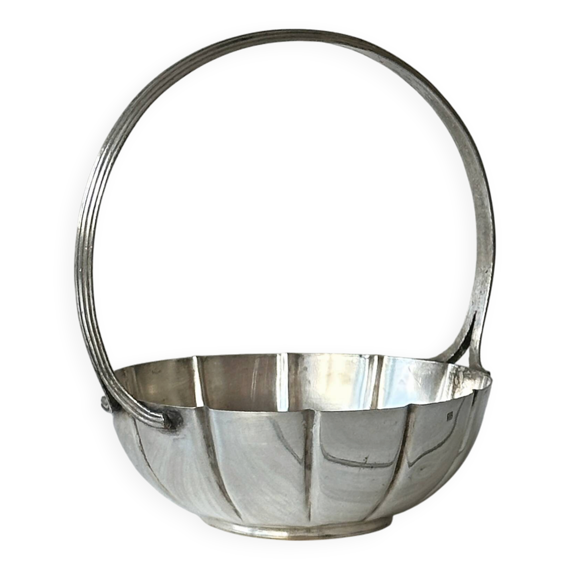 Small vintage silver-plated metal basket