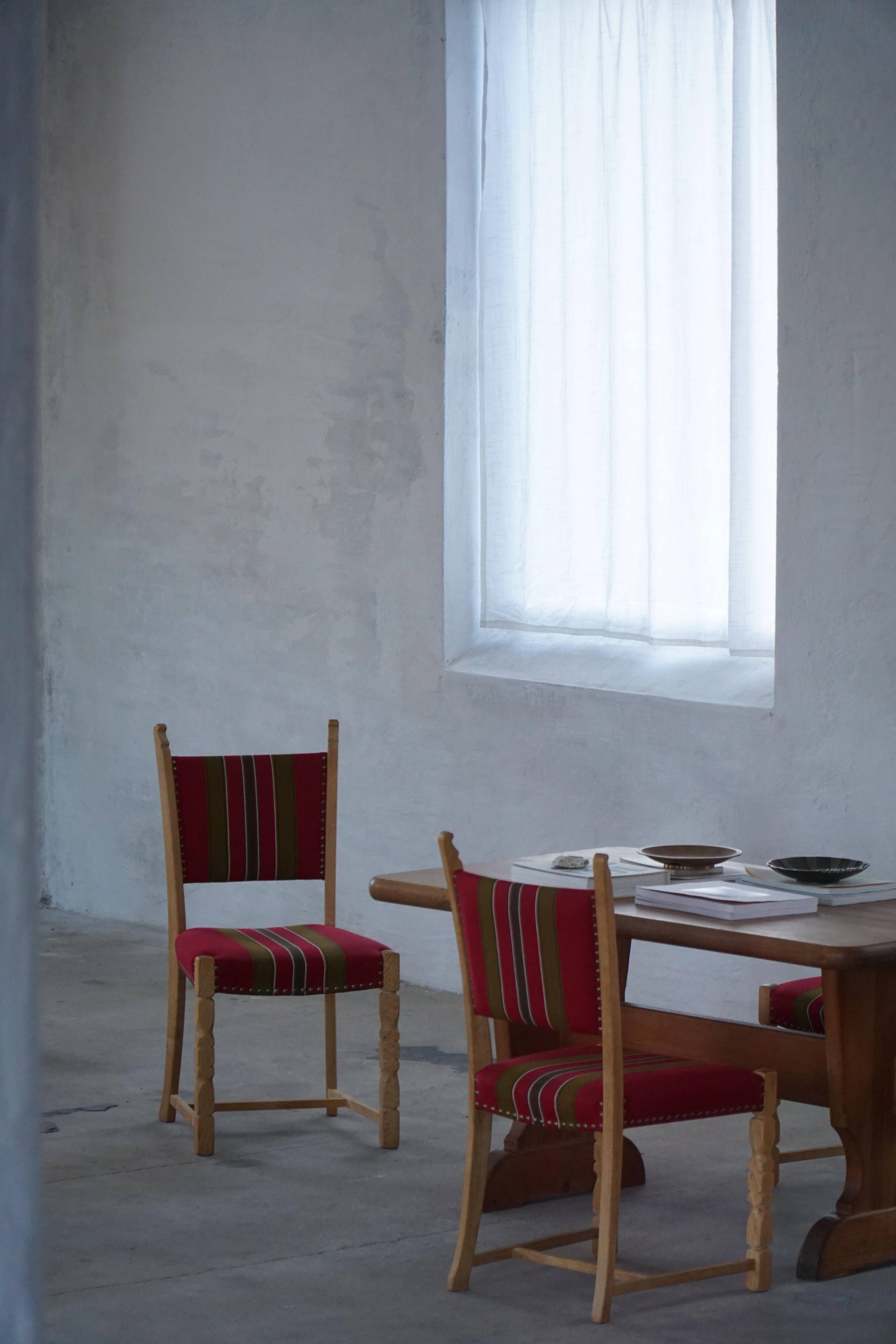 Danish Mid-Century Modern, Set of 6 Oak Dining Chairs, Henning Kjærnulf, 1960s