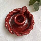 Twisted red earthenware candle holder - in the style of St Clément