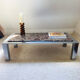 Table basse Roche Bobois en métal chromé et marbre