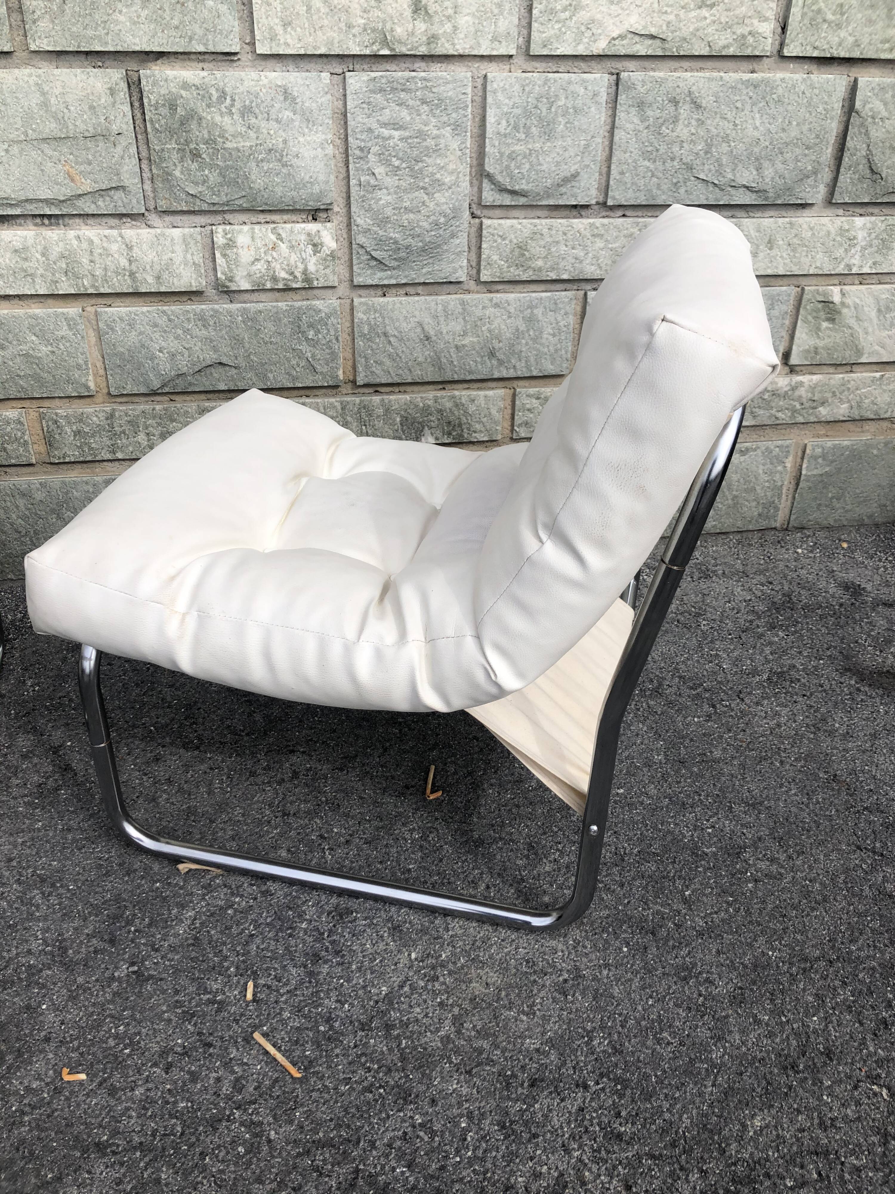 Pair of white skai chairs by Gillis Lundgren 1970