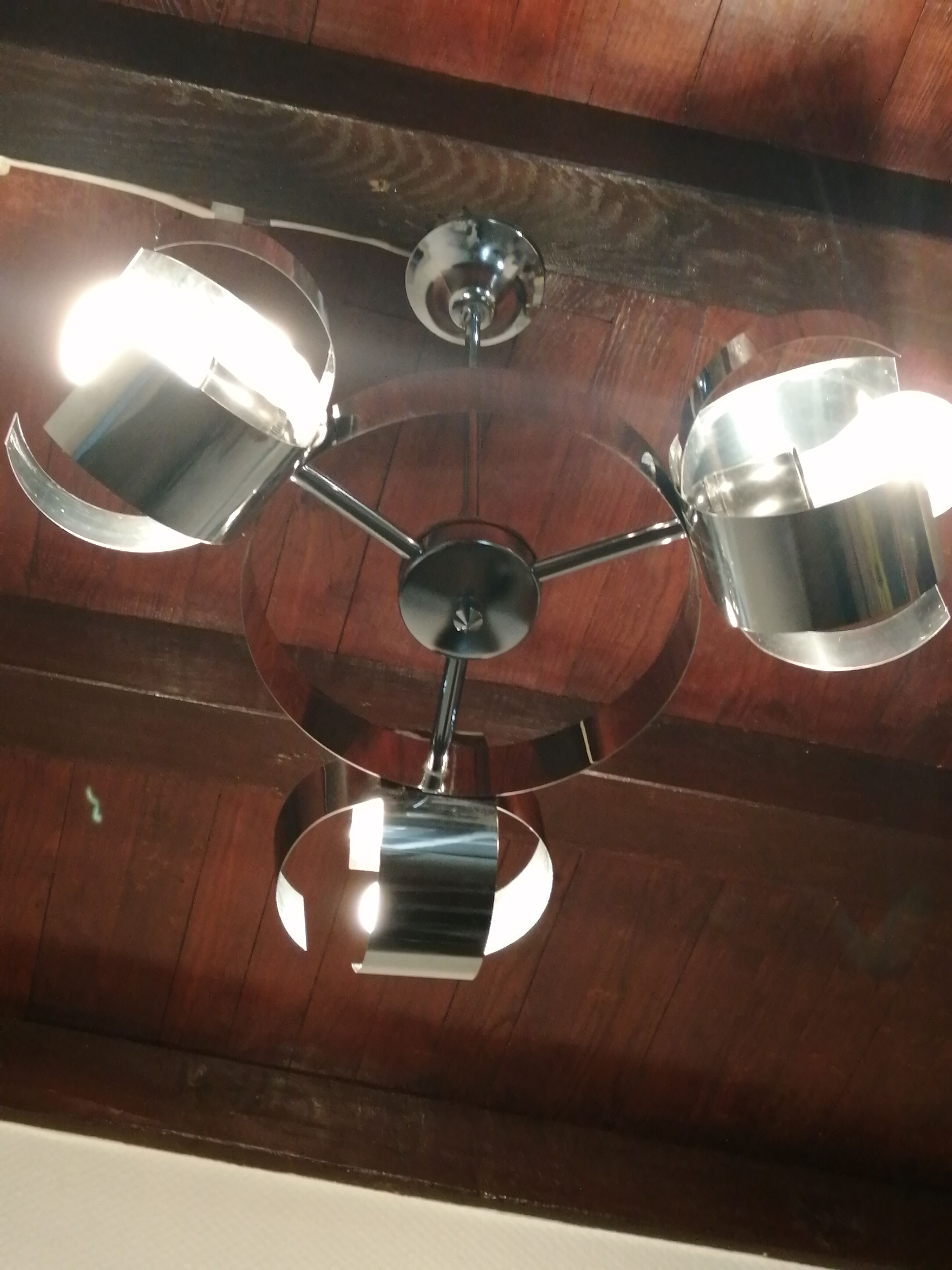 Space age design chandelier in vintage chromed metal year 70