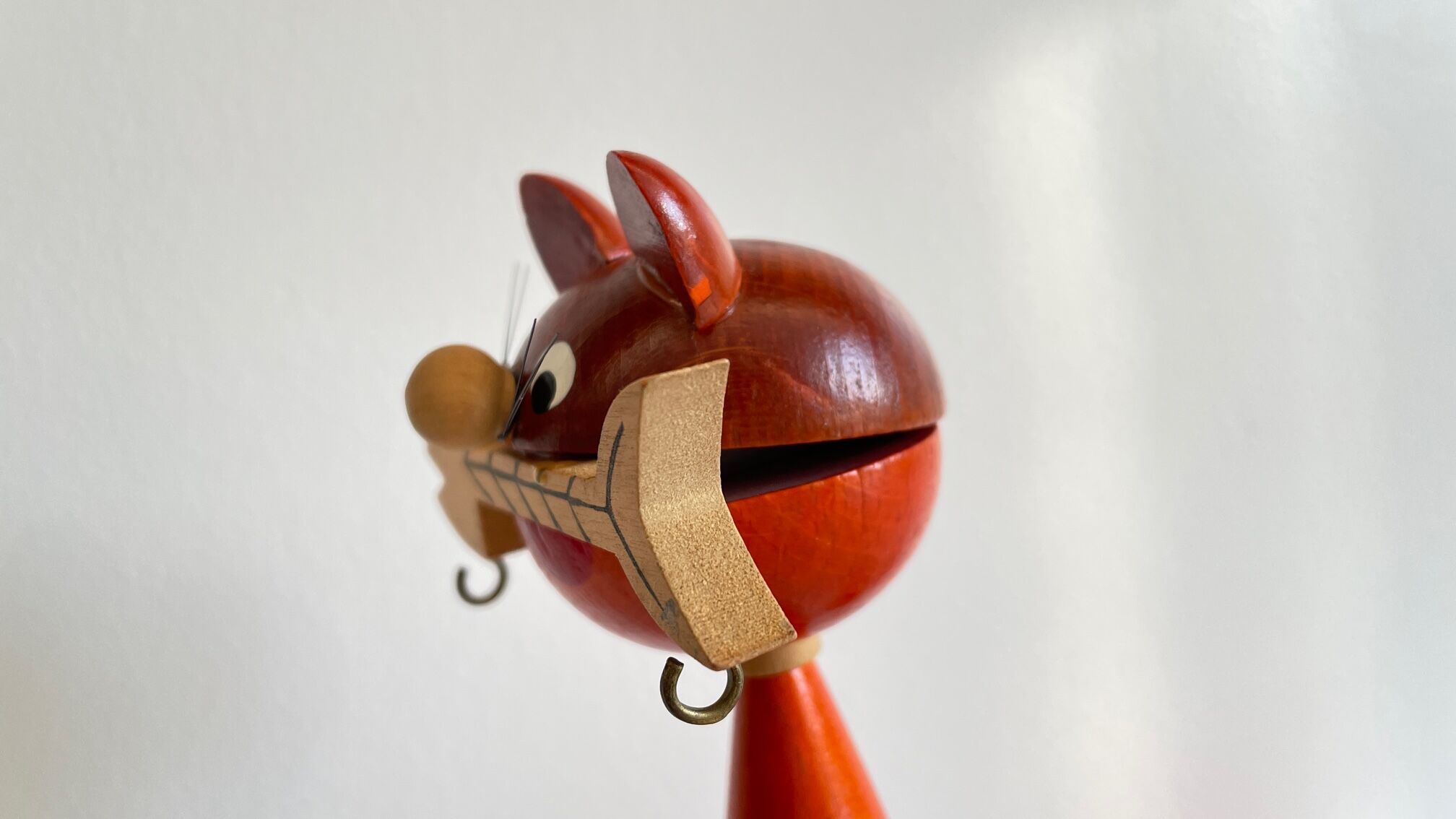Vintage wooden cat corkscrew