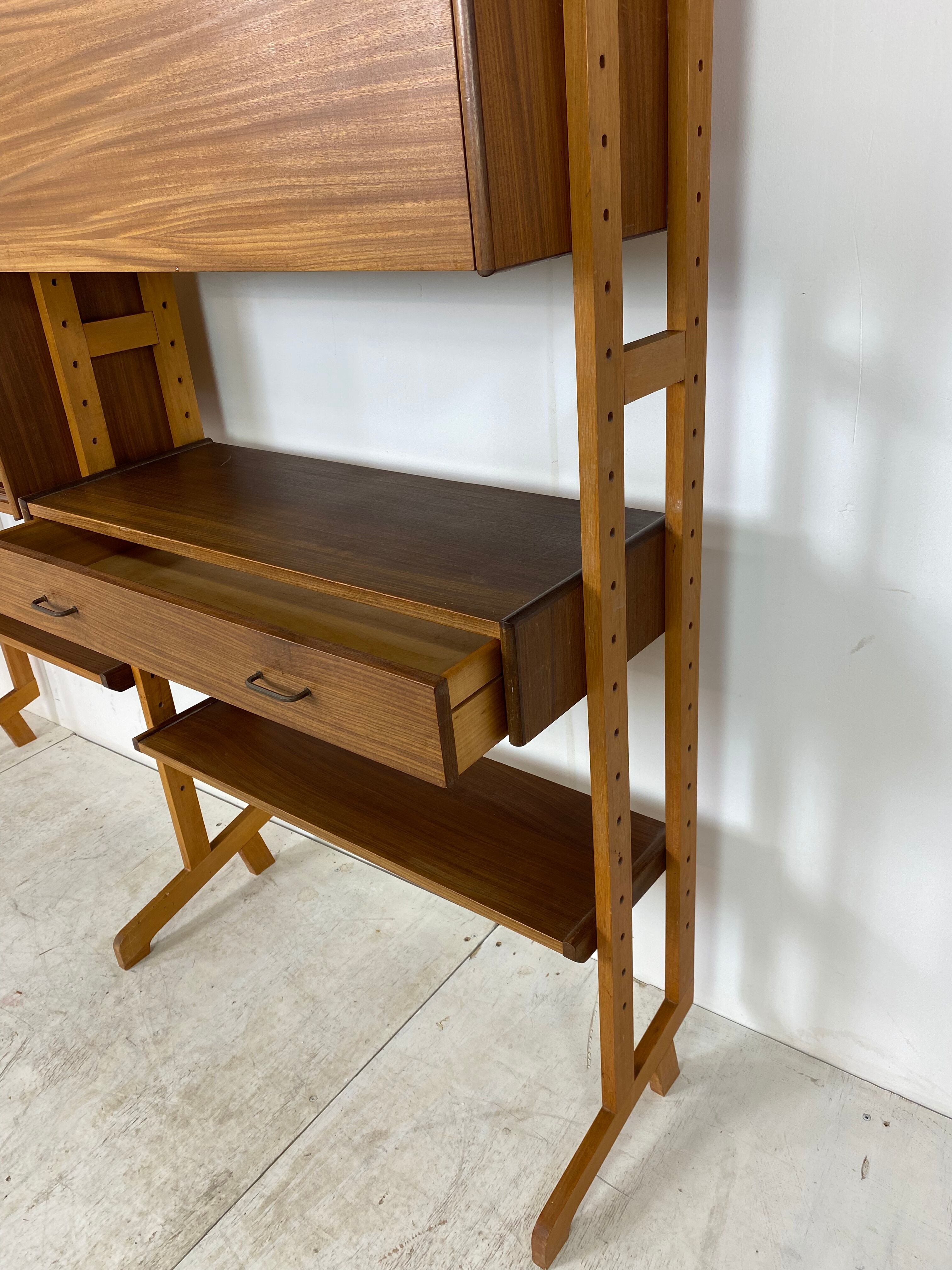 Mid-Century Scandinavian Teak Wall Unit, 1950s
