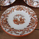 5 Saint-Amand earthenware dessert plates with Chinese decoration