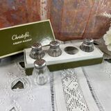 Christofle box of 4 solid silver salt pots