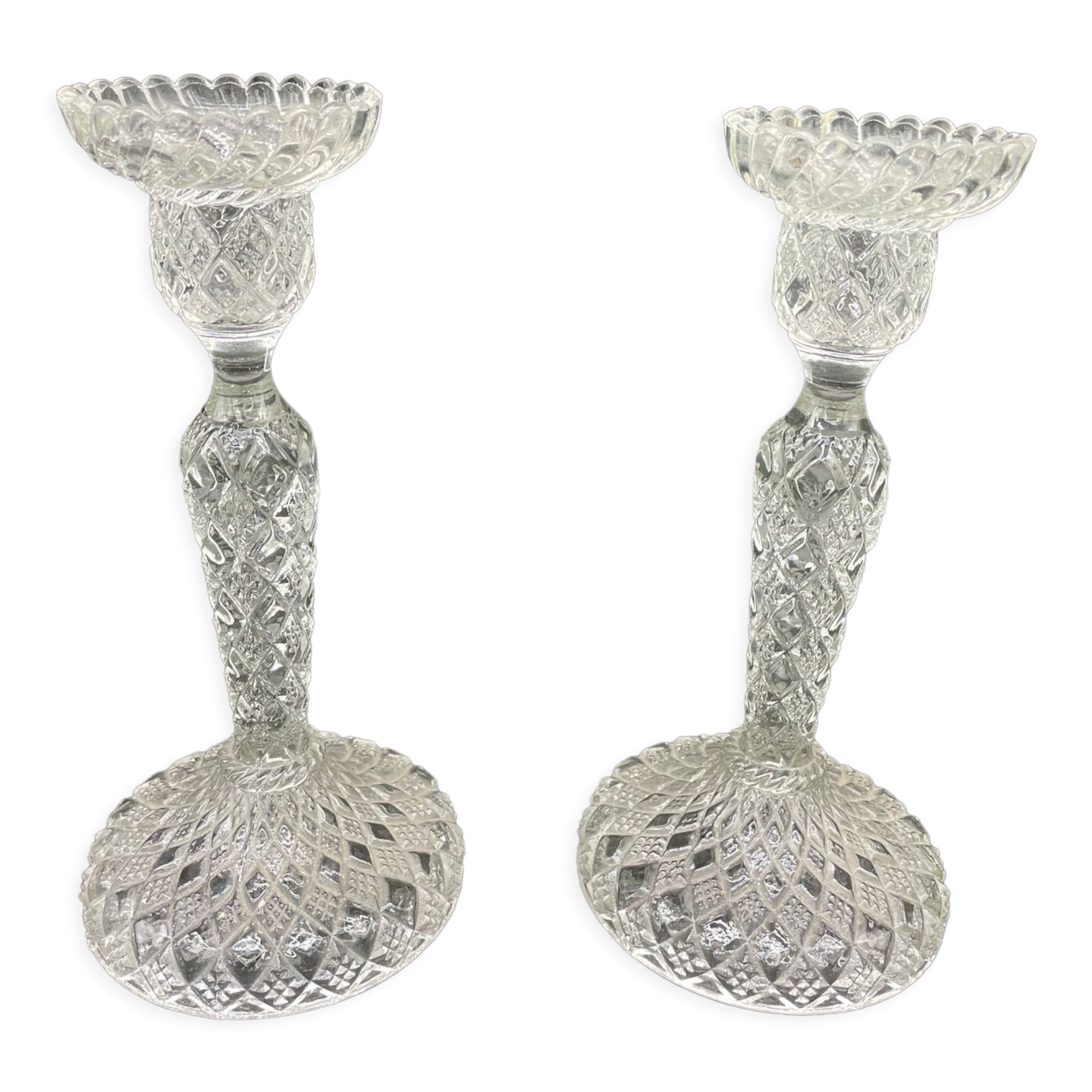 Pair of candlesticks, cut glass