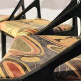 Set of 4 Baumann chairs in 1980 fabric with black wooden base