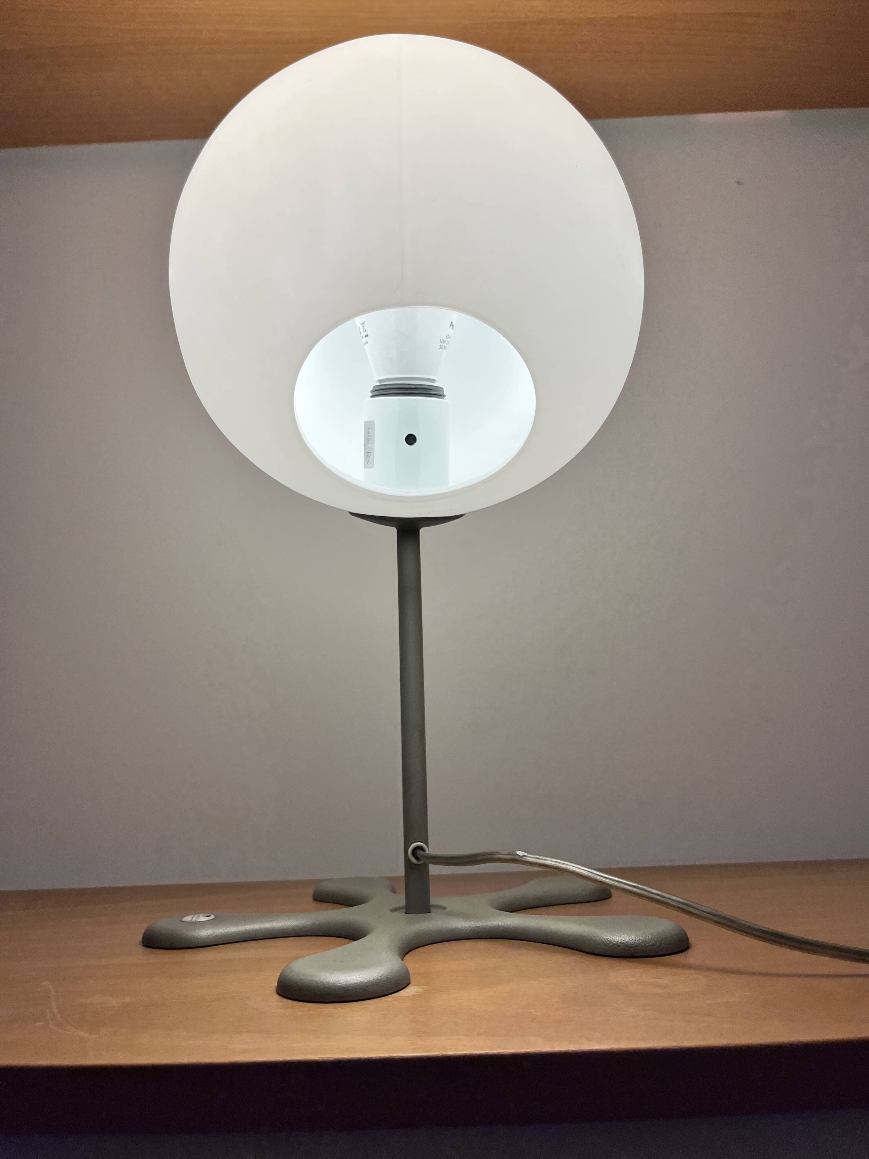 Lampe de table "Coco" design Aldo Cibic édition Foscarini - Métal gris & ve