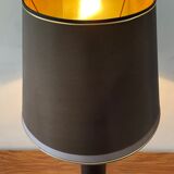 Vintage column lamp in leather and silver brass 60s-70s