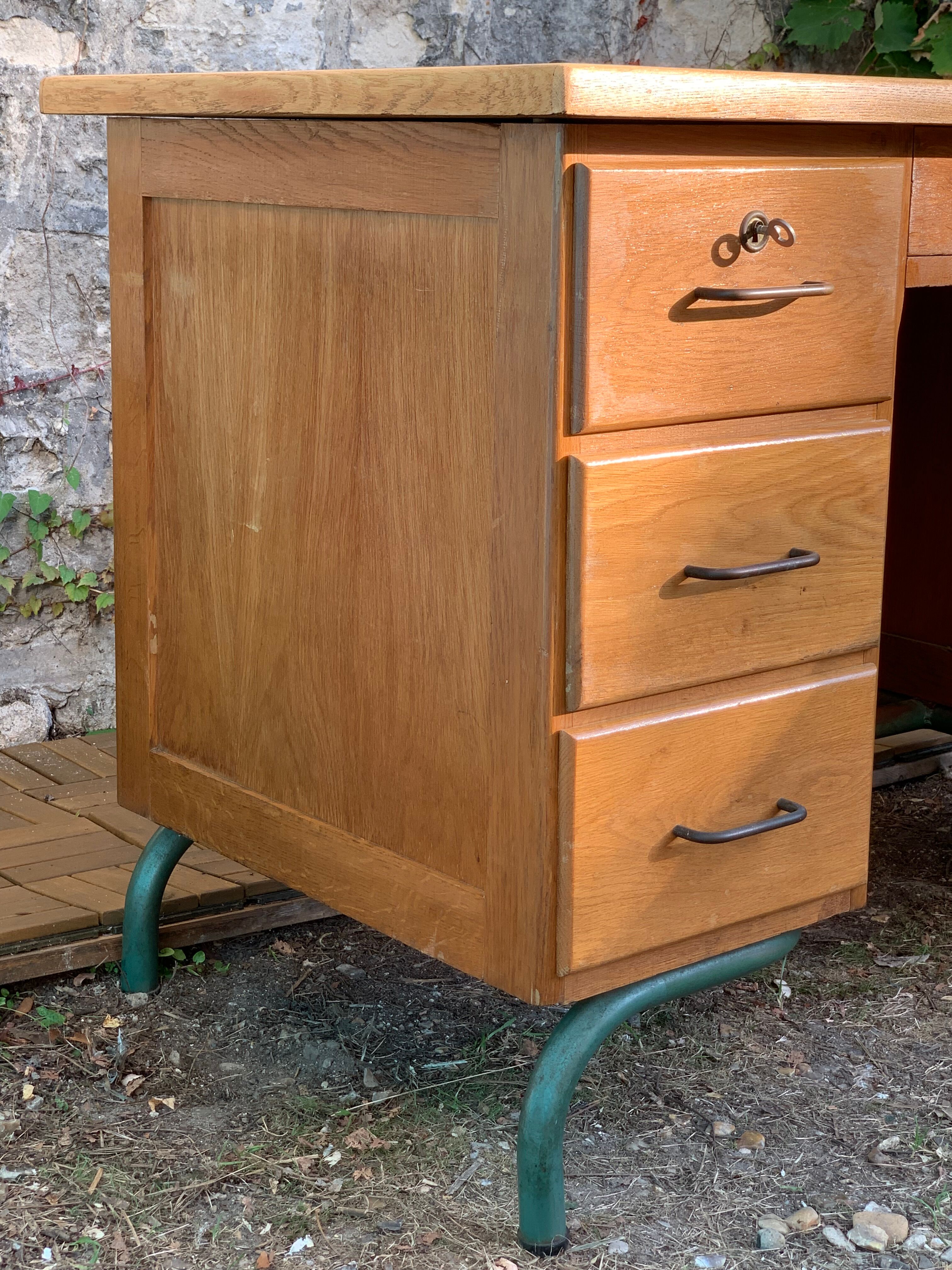 1950s schoolmaster's desk in solid oak