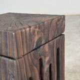 Charred Cedar Side Table or Stool, Contemporary Yakisugi Technique