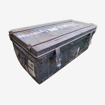 Large metal case vintage metal trunk