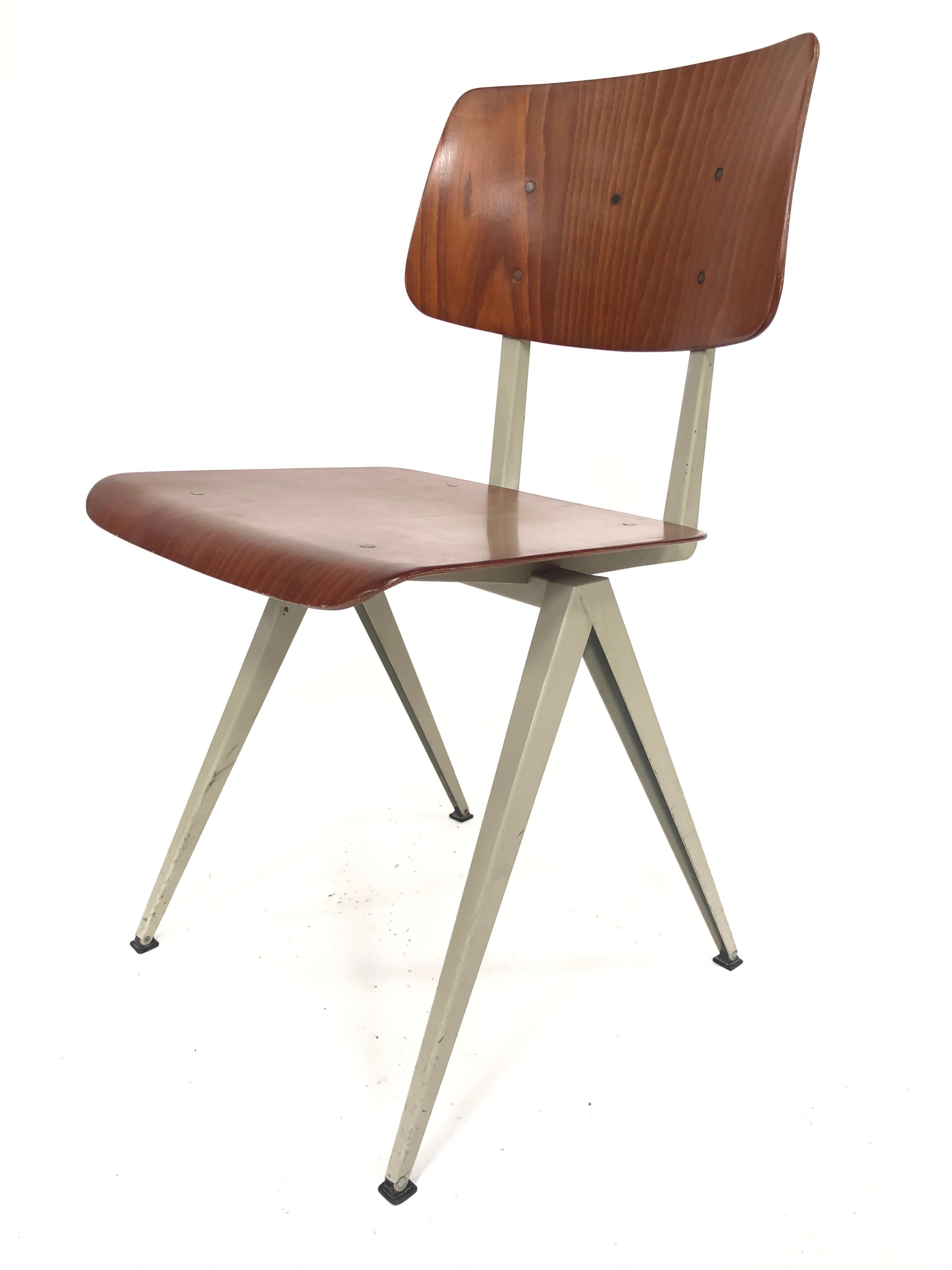 Lot of 4 vintage school chairs Galvanitas S16 Netherlands