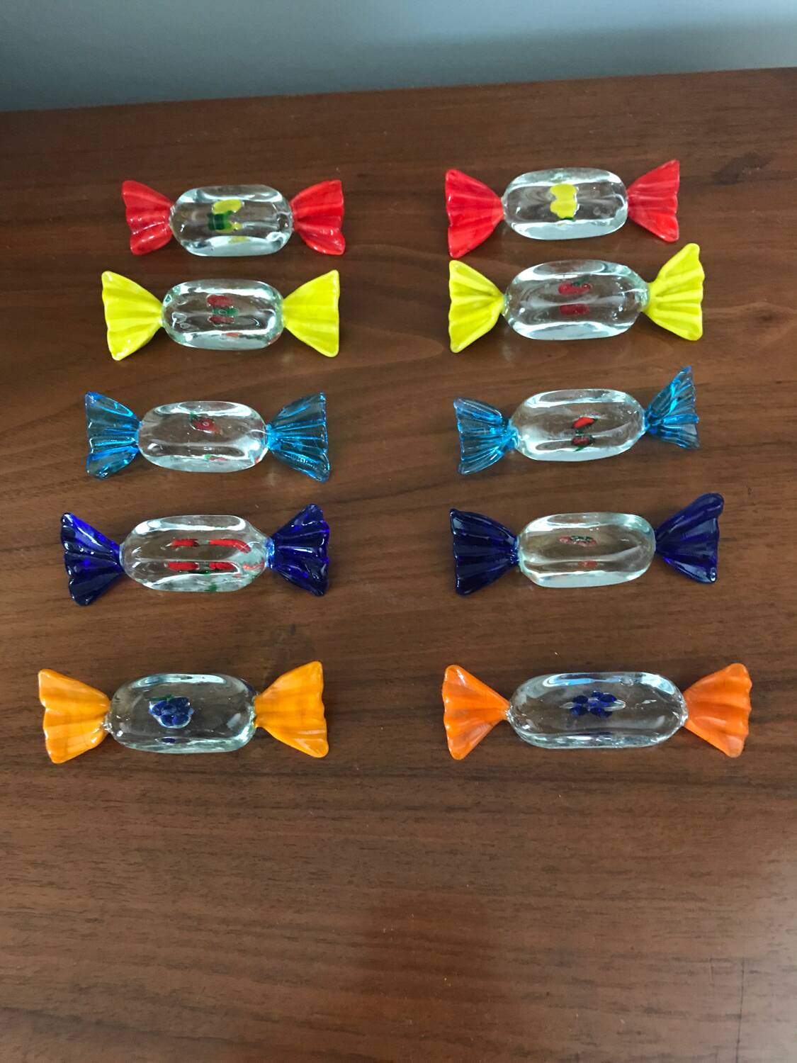 Lot de dix portes couteaux en verre murano