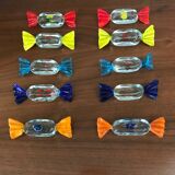 Set of ten murano glass knife holders