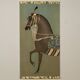 Painted canvas featuring a brown-coated Indian horse in profile. Contemporary.