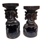 Paire de tabourets, sellettes en bois sculpté