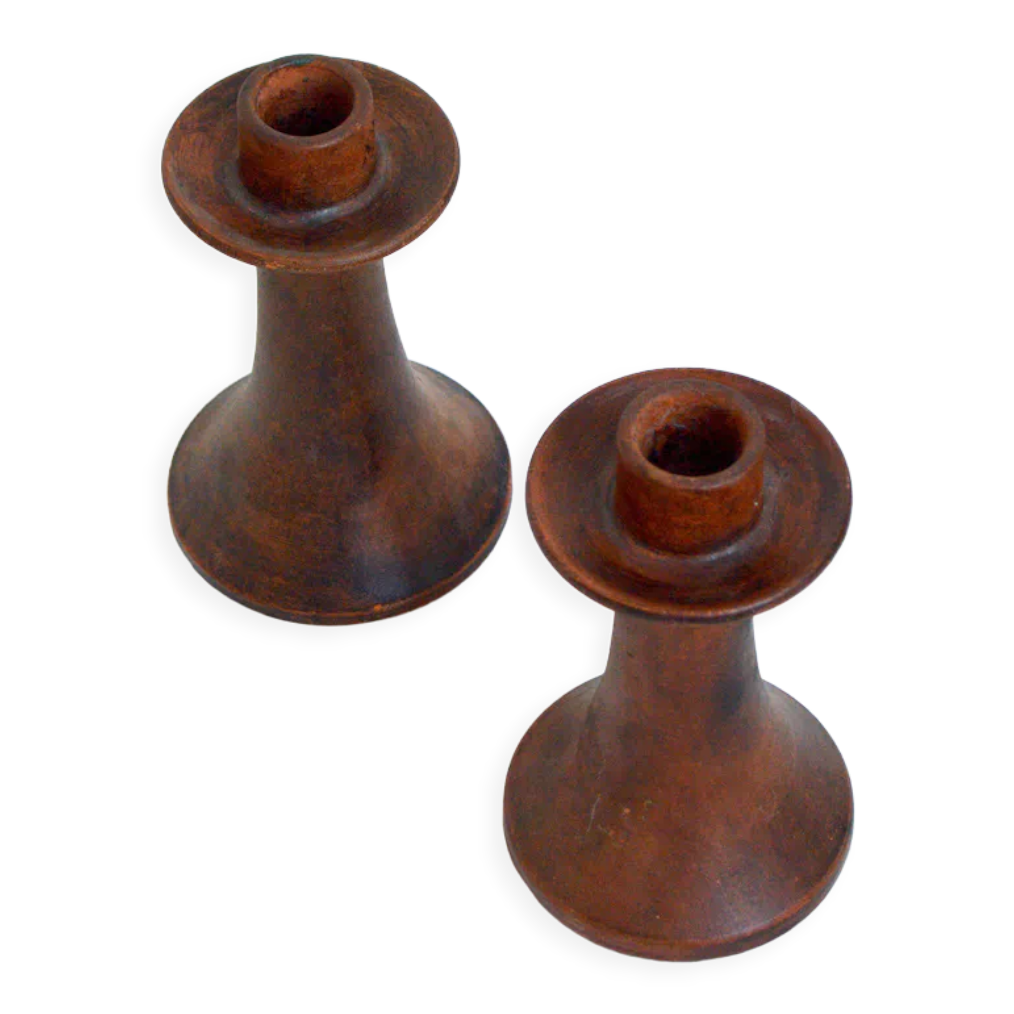 Pair of stoneware candle holders