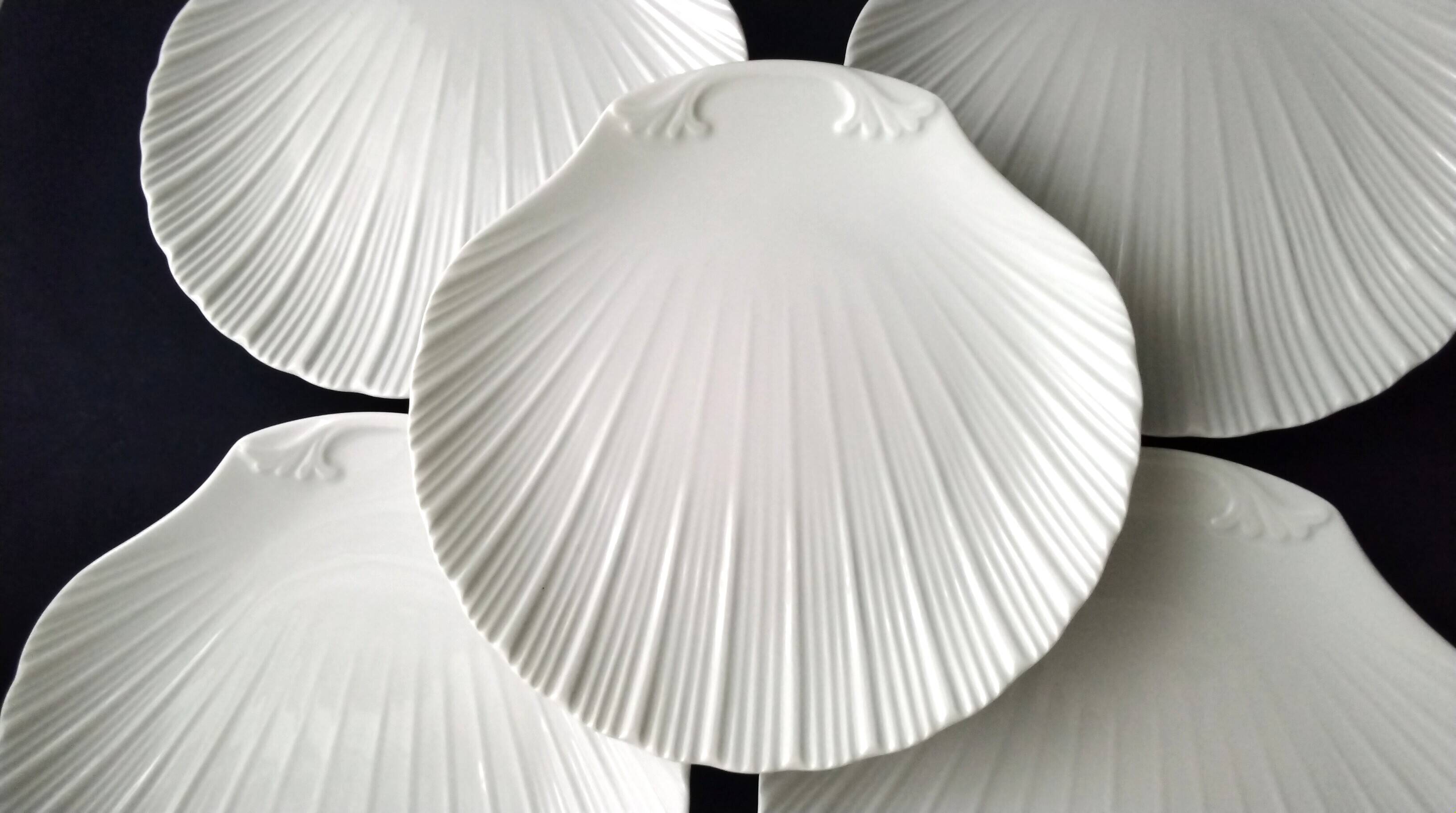 5 scallop shell-shaped plates in Limoges porcelain