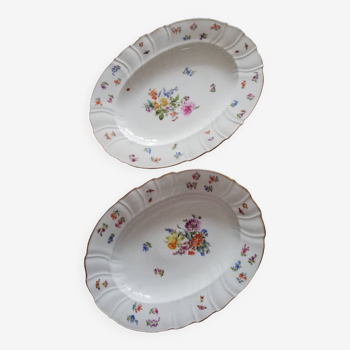 Set of two vintage Bohemian oval porcelain dishes