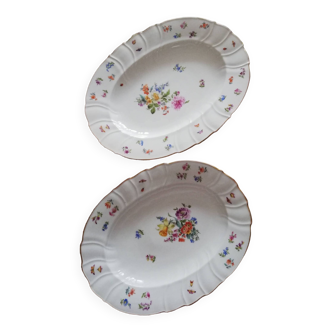 Lot deux plats ovales porcelaine vintage Bohème