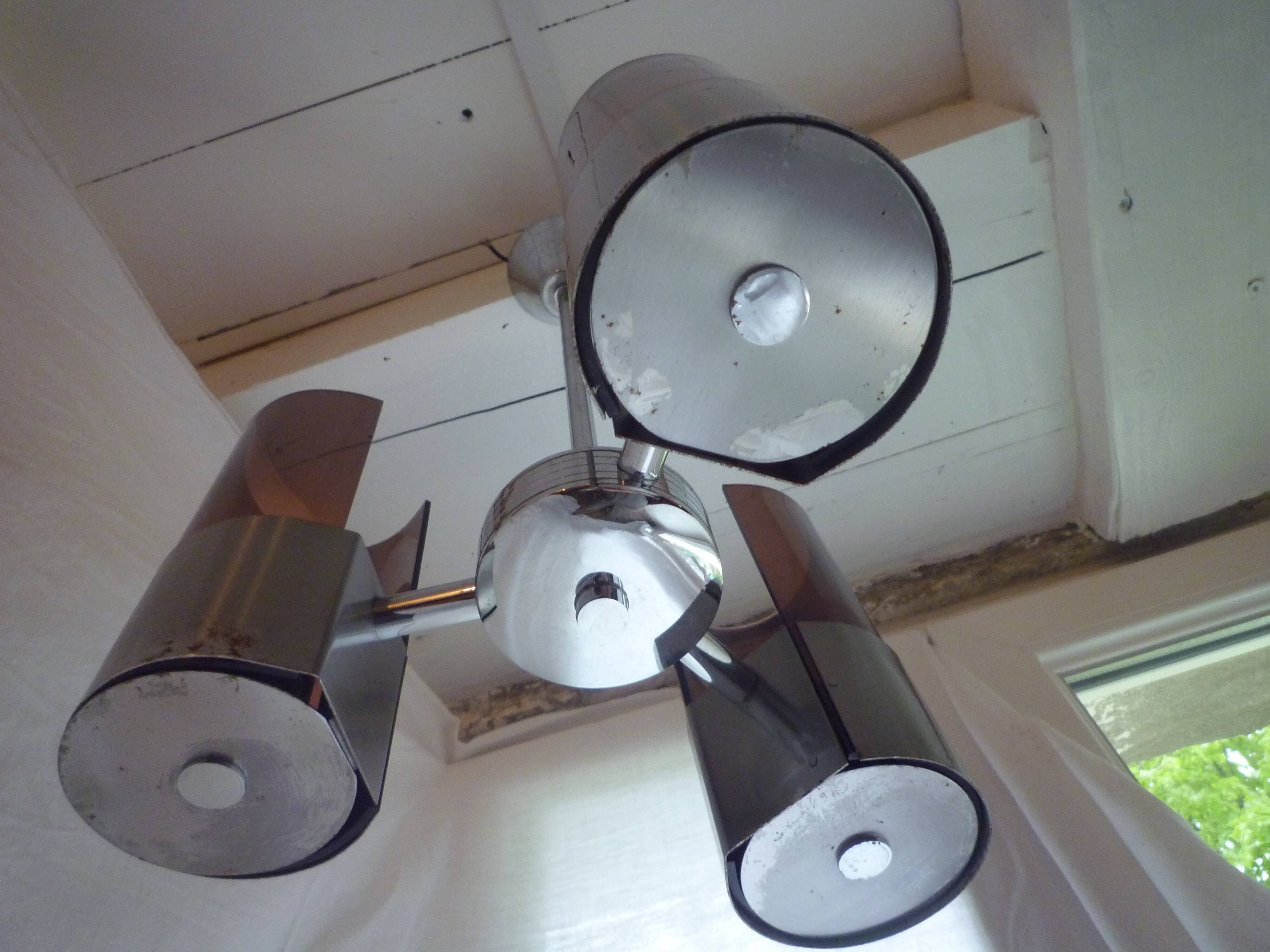 Suspension "Space Age" chrome metal and plexiglass 1970s