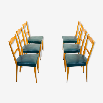 Set of 6 Italian dining chairs 1950