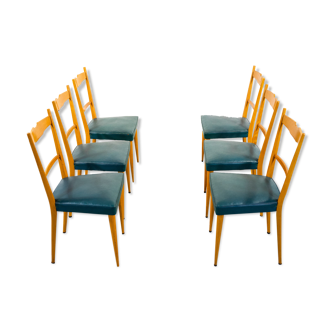 Set of 6 Italian dining chairs 1950