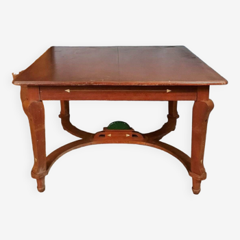 Art Nouveau extending dining table in mahogany and ceramic early 1900