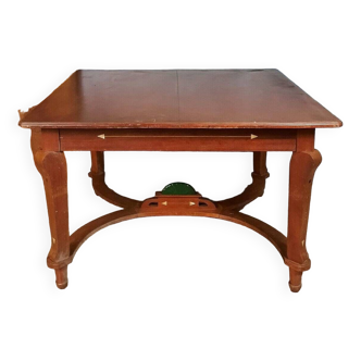 Table a manger a allonges époque Art Nouveau en acajou et céramique début 1900