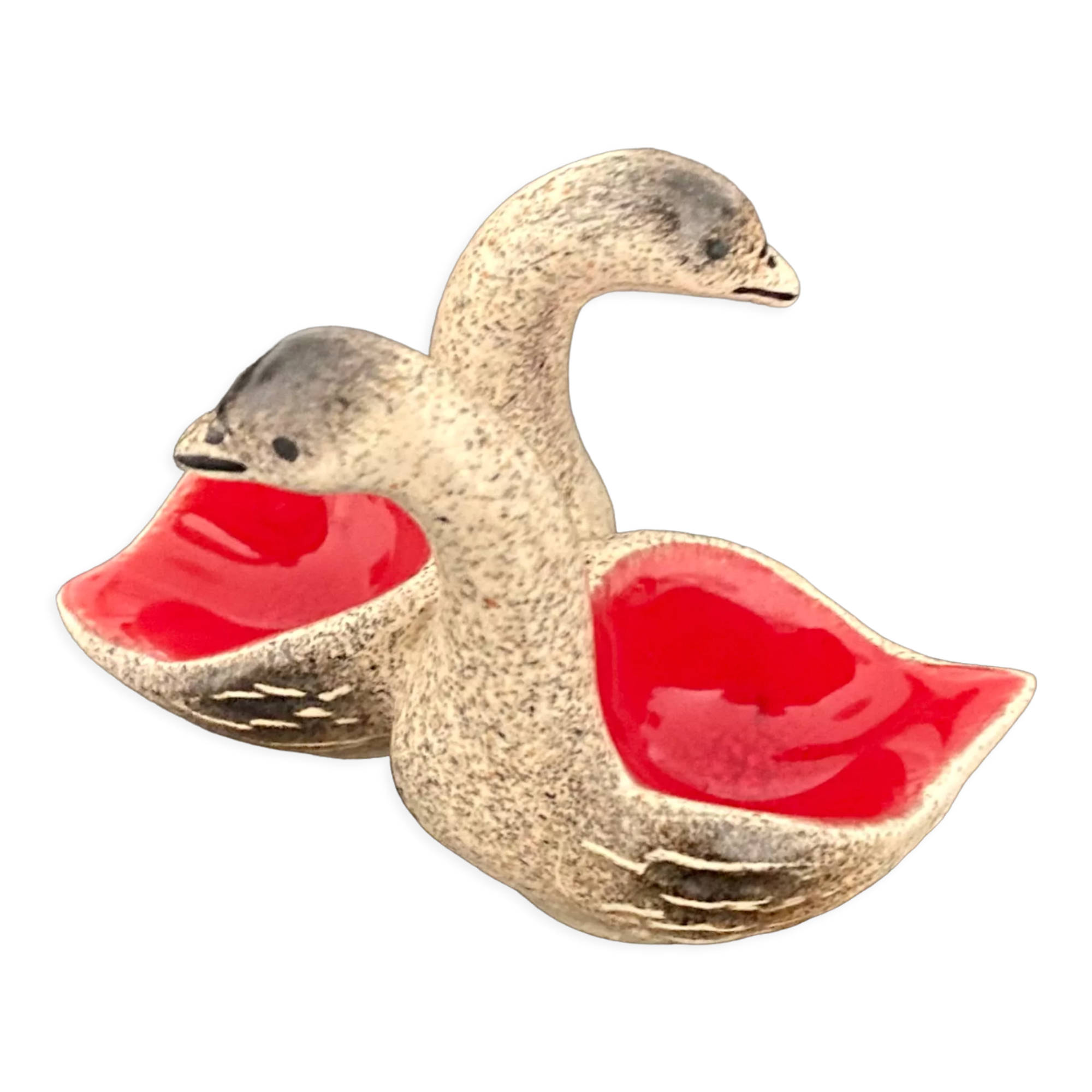 Duo goose-shaped goose and pepper shaker in ceramic