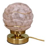 Vintage art deco globe table lamp in pink and gold Clichy glass