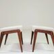 Pair de tabourets en bois et tissu beige