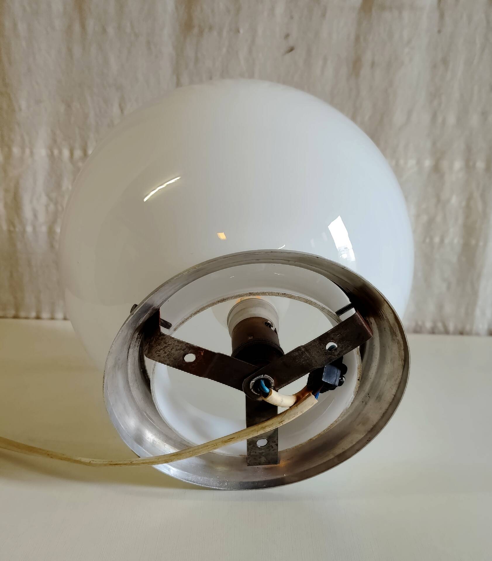 Ceiling light or table lamp with opaline globe diameter 20cm - mid 20th century