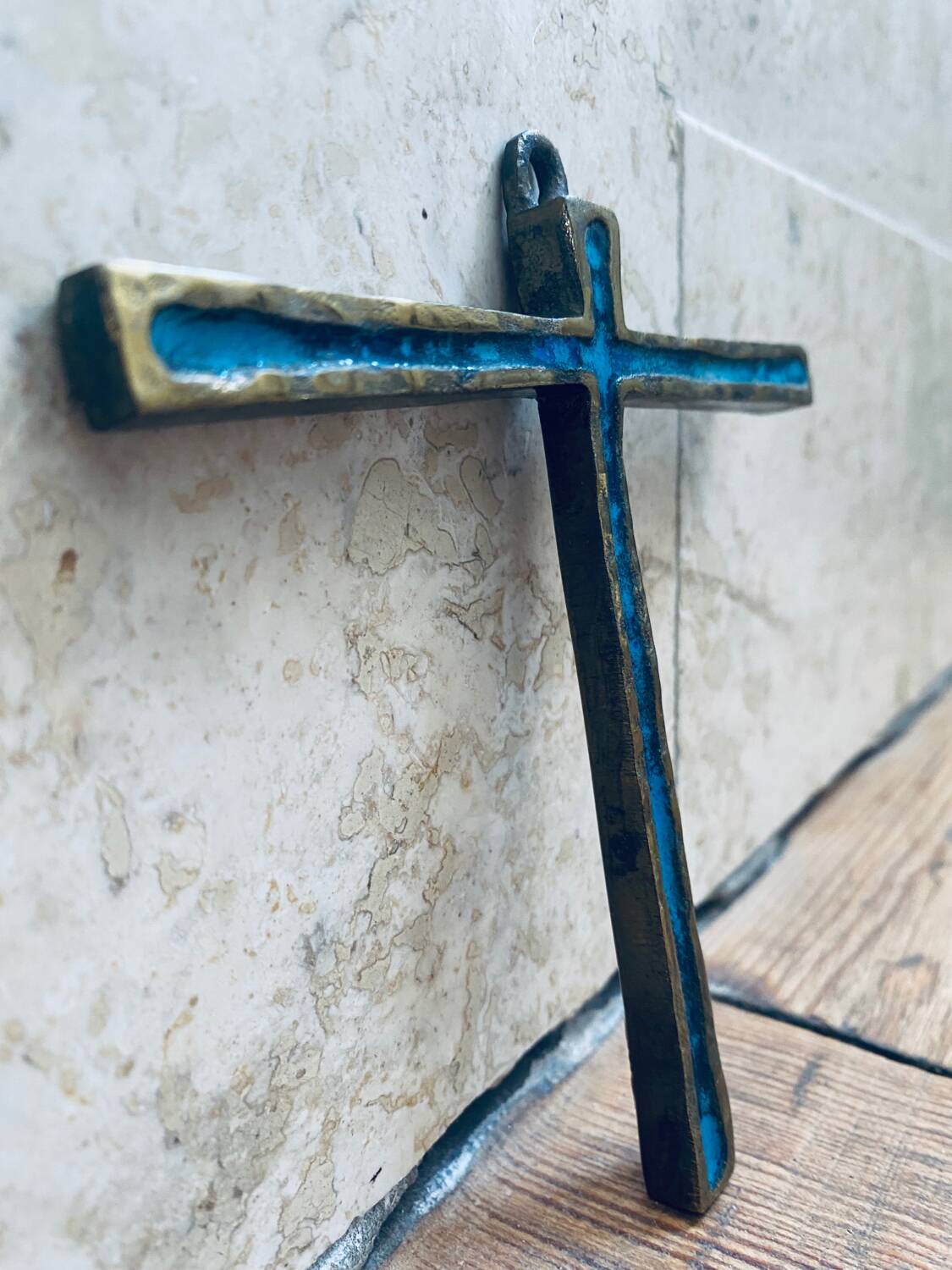 Piéchaud enameled bronze wall cross.