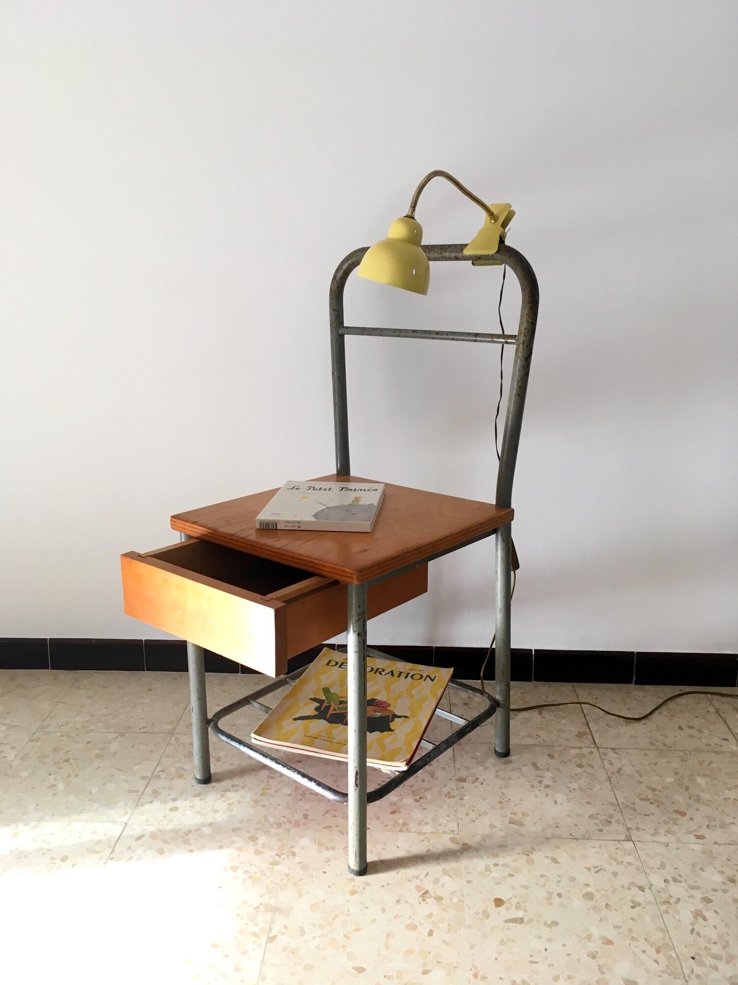 Vintage 1950s boarding school bedside