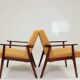 Pair Lounge Chairs Vintage Yellow Boucle,  Mid Century Design, 1960