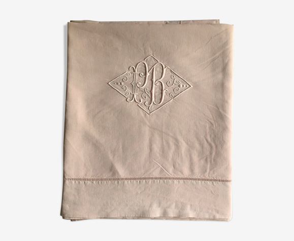 Drap ancien en pur lin lavé teinté en rose thé