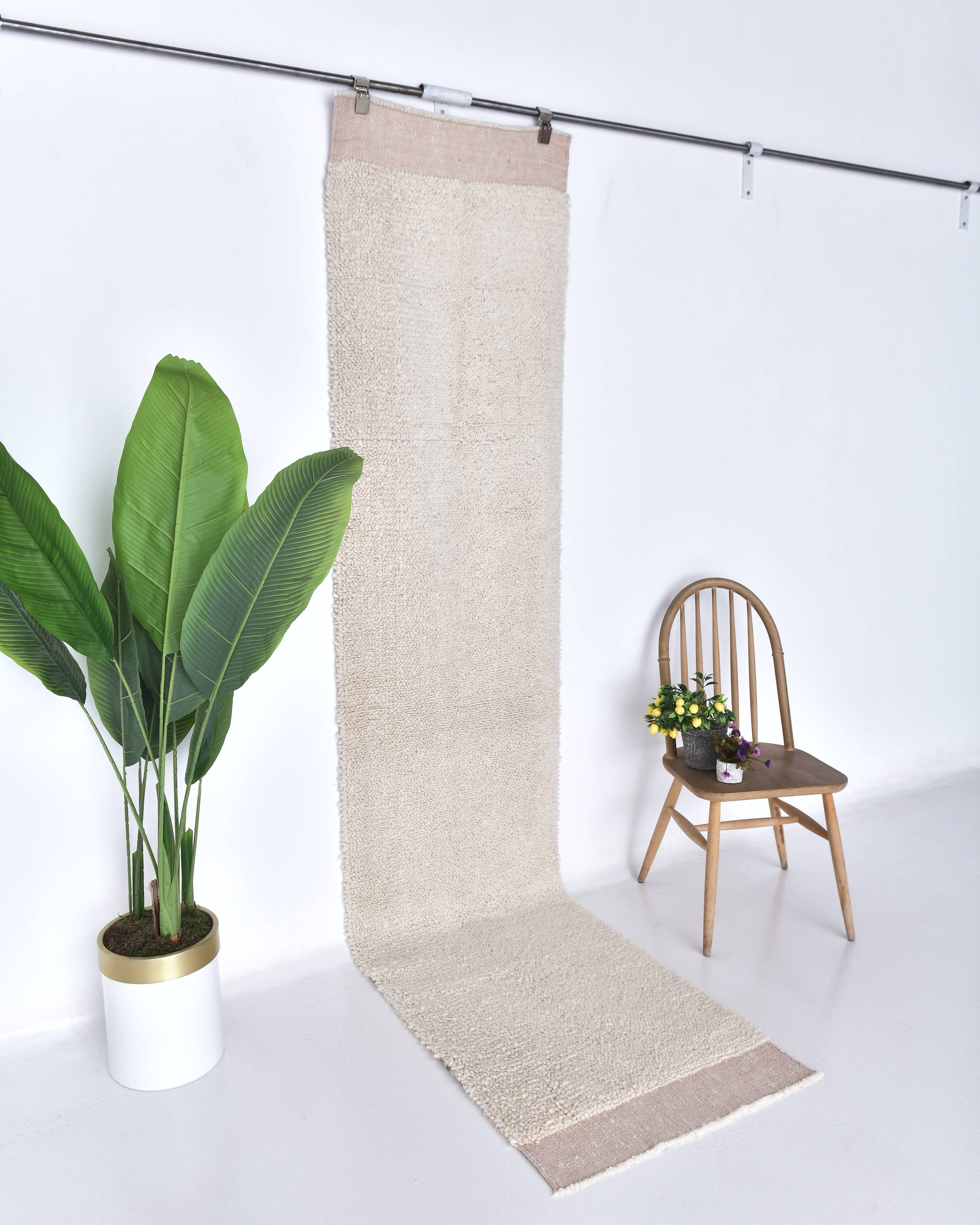 2x10 Light Pink White Vintage Runner Rug 66x309Cm