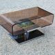 Coffee table from the 70s in chromed steel and smoked plexiglass double swivel trays