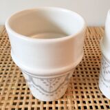 Lot of 2 ceramic cups grey Berber motifs