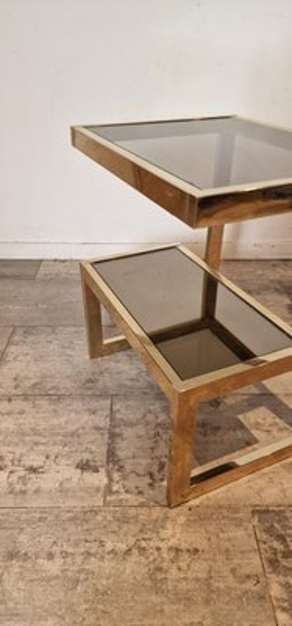 Table basse plaquée or par Belgochrom, Belgique, 1975