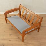 Teak and gray fabric sofa, 1960s