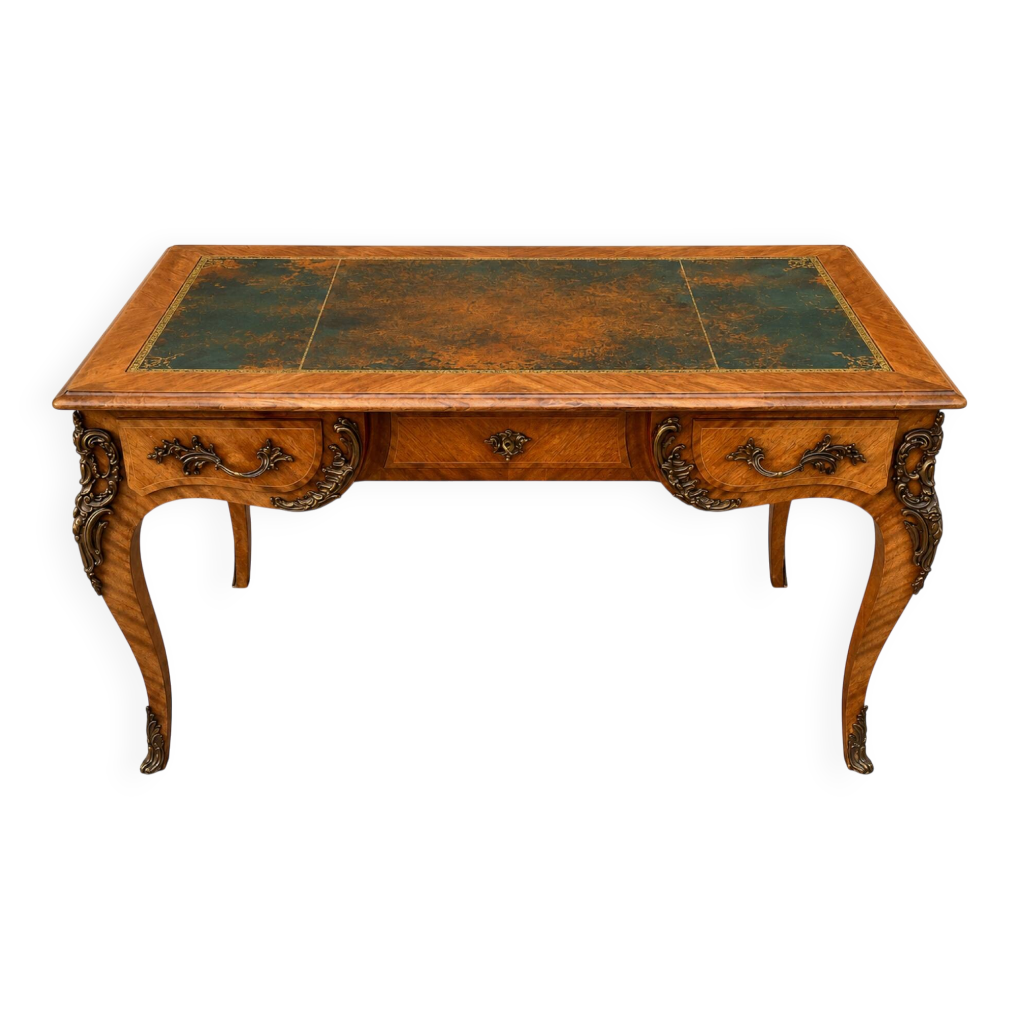 French flat desk in Louis XV style and bronze