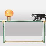 Peter Ghyczy. Console en verre et laiton doré. Années 1970.