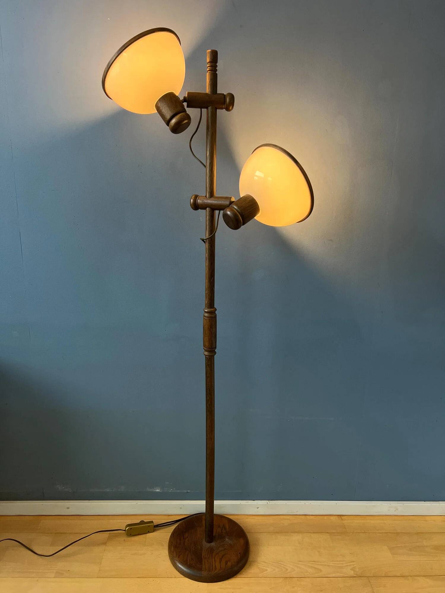 Vintage Steinhauer wooden mushroom floor lamp