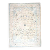 1970s Vintage Persian Handmade Wool Cotton Light Blue Area Rug 291x397