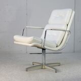 Armchair "Space Age"". Steel and imitation leather. Swivel. France, 70s